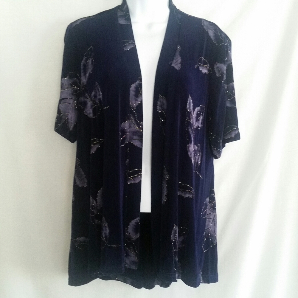 Womens R&M Richards Shirt Purple Sheer Top Large